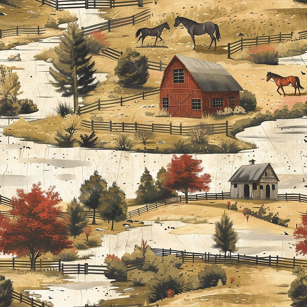 Autumn Homestead Pattern 10 Minky Fabric