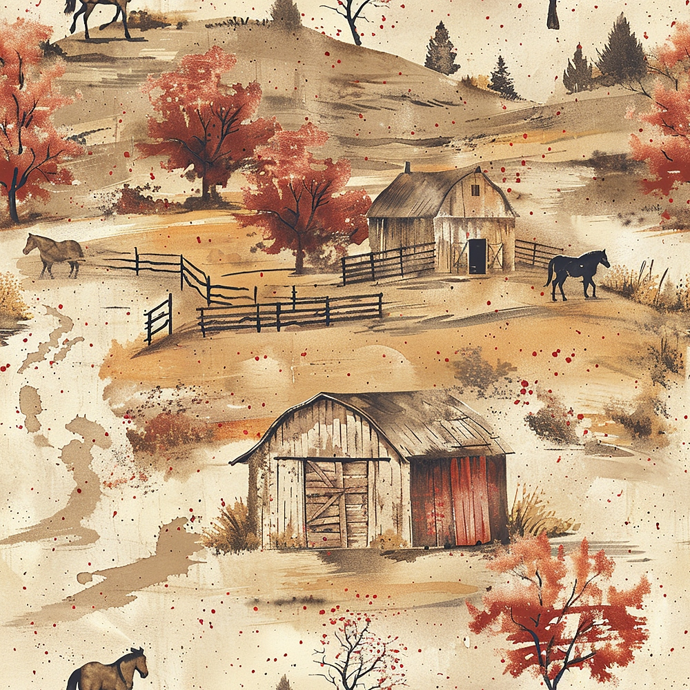 Autumn Homestead Pattern 1 Minky Fabric