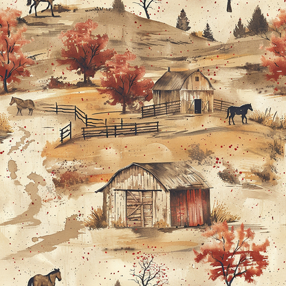 Autumn Homestead Pattern 1 Minky Fabric
