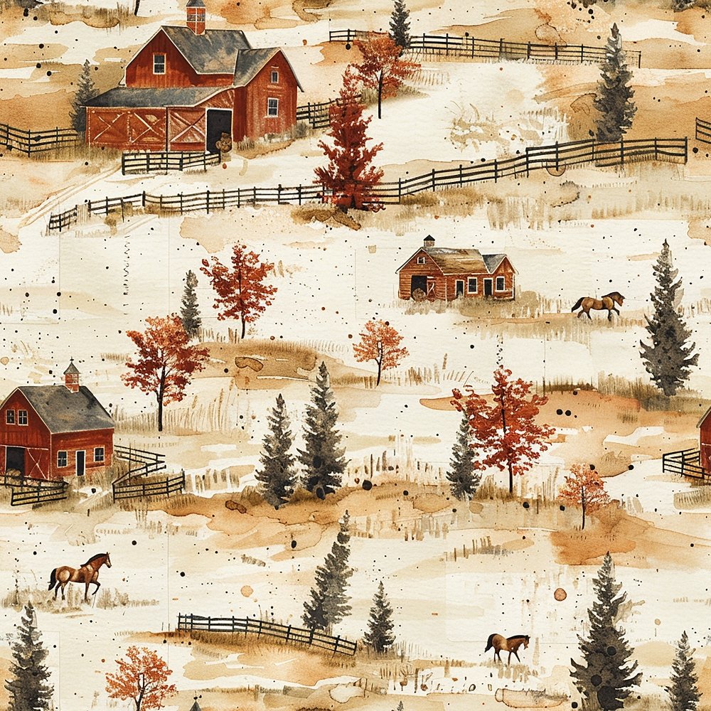 Autumn Homestead Pattern 2 Minky Fabric