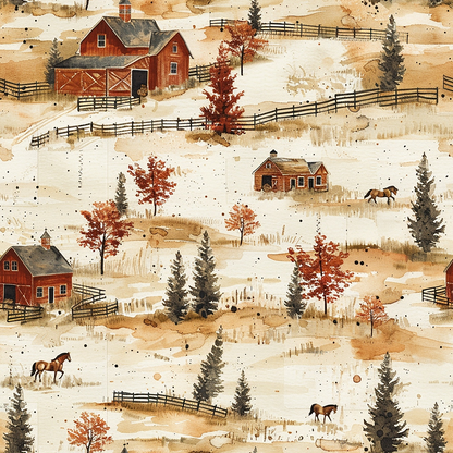 Autumn Homestead Pattern 2 Minky Fabric