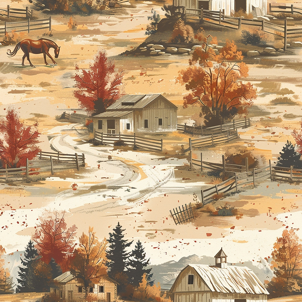 Autumn Homestead Pattern 3 Minky Fabric