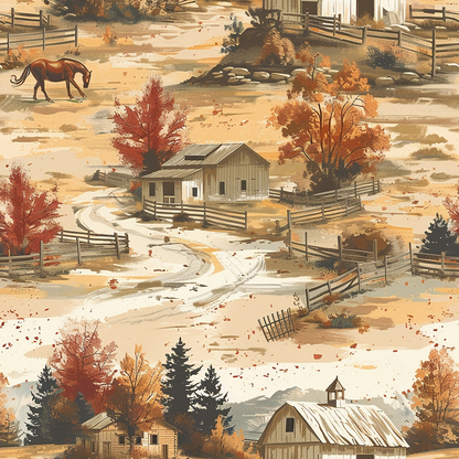 Autumn Homestead Pattern 3 Minky Fabric