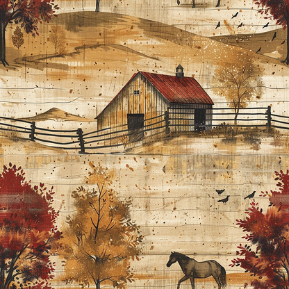 Autumn Homestead Pattern 4 Minky Fabric