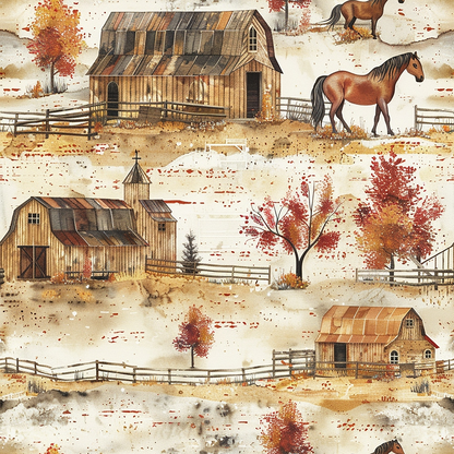 Autumn Homestead Pattern 5 Minky Fabric