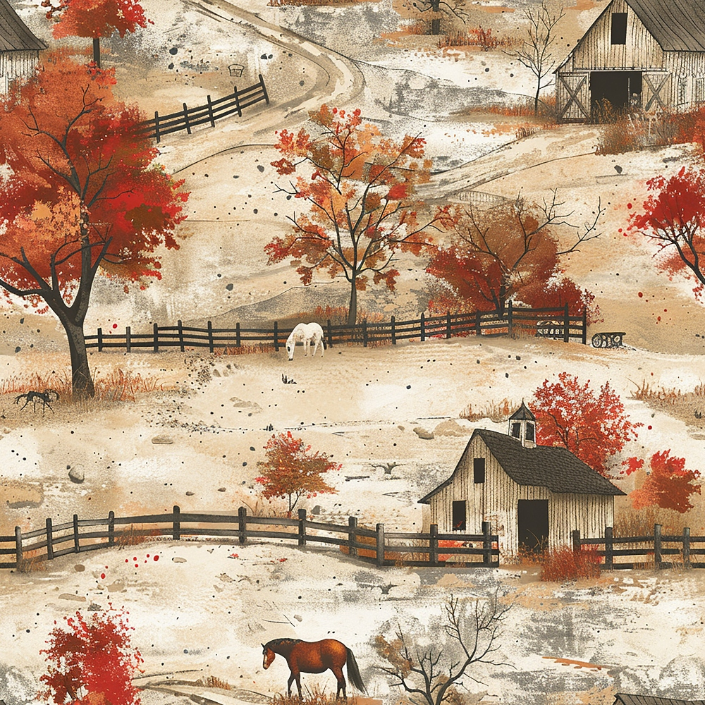Autumn Homestead Pattern 7 Minky Fabric