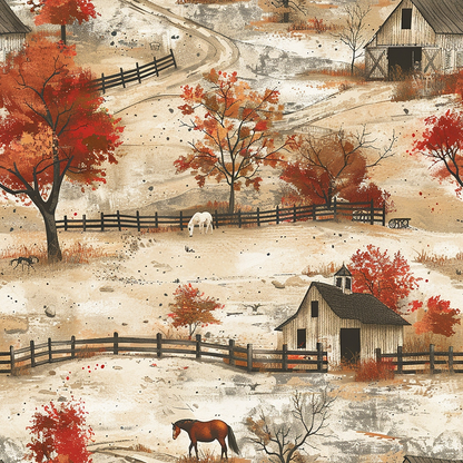 Autumn Homestead Pattern 7 Minky Fabric