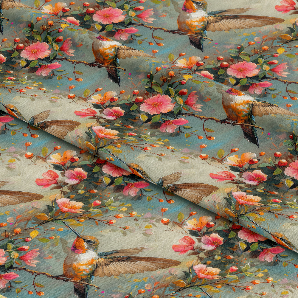 Hummingbirds in Spring Pattern 9 Quilting Cotton Fabric