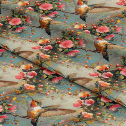 Hummingbirds in Spring Pattern 9 Quilting Cotton Fabric