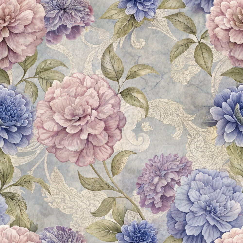 Hydrangeas Peonies Pattern 3 Quilting Cotton Fabric