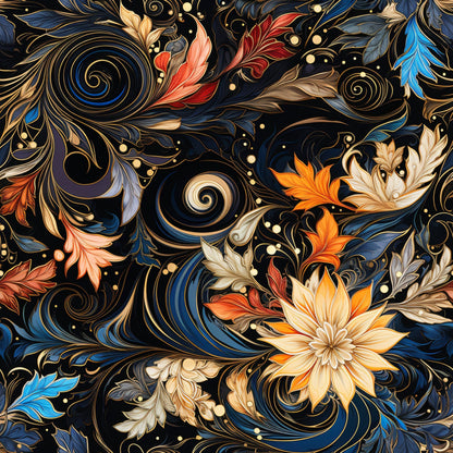 Midnight Rococo Pattern 2 Minky Fabric