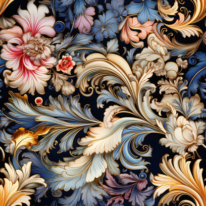 Midnight Rococo Pattern 3 Minky Fabric