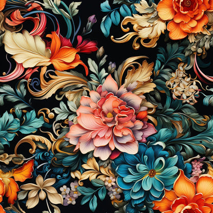 Midnight Rococo Pattern 4 Minky Fabric