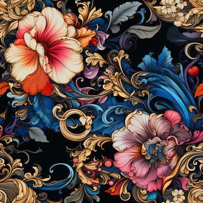 Midnight Rococo Pattern 5 Minky Fabric
