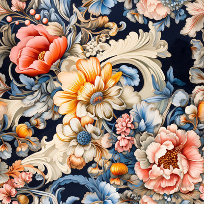 Midnight Rococo Pattern 6 Minky Fabric