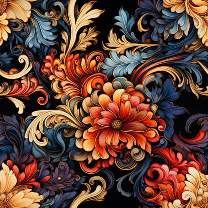 Midnight Rococo Pattern 7 Minky Fabric