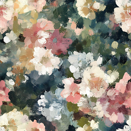 Impressionist Floral Pattern 1 Quilting Cotton Fabric