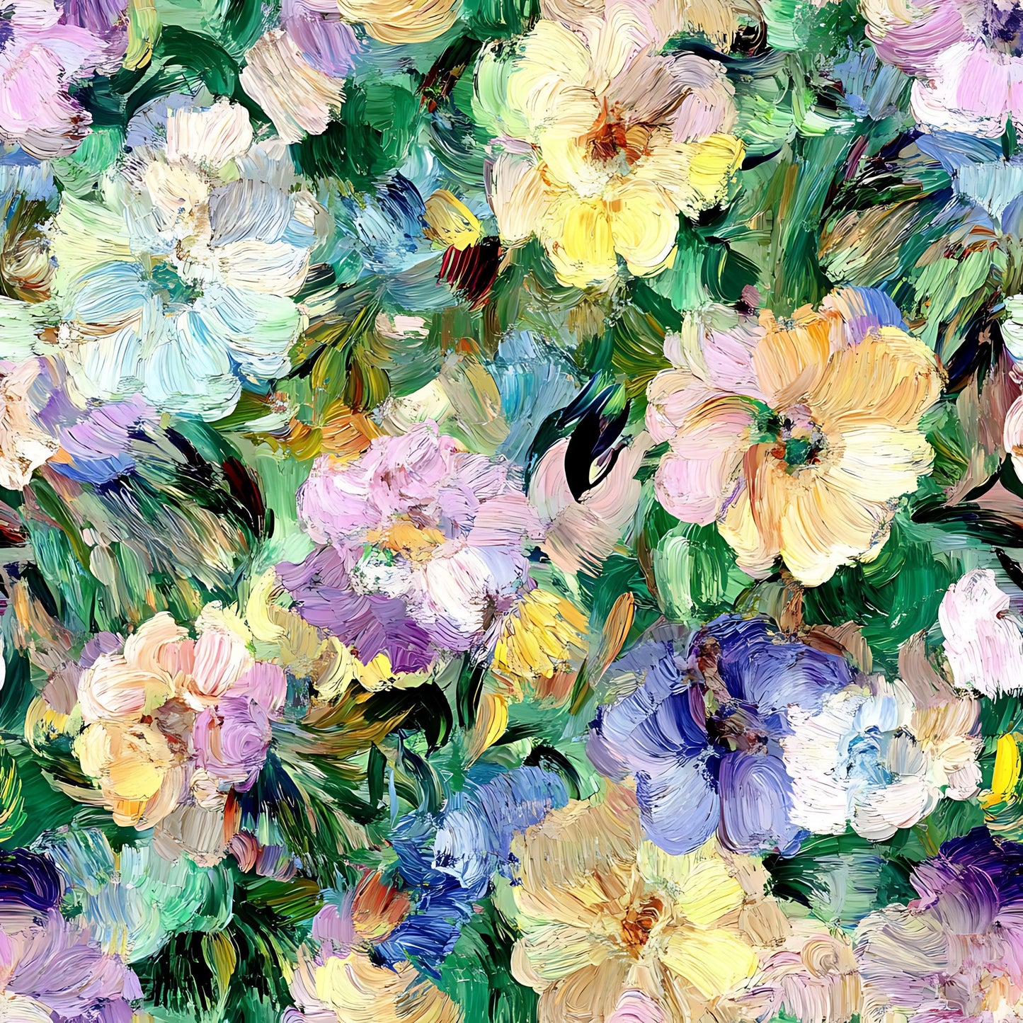 Impressionist Floral Pattern 10 Quilting Cotton Fabric