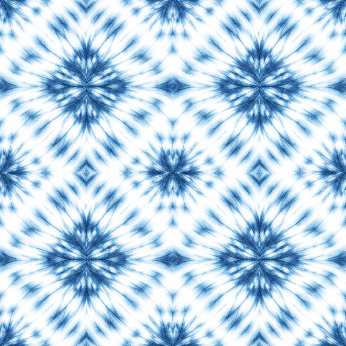 Cobalt Batik Blooms Pattern 1 Minky Fabric