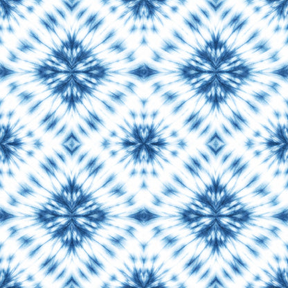 Cobalt Batik Blooms Pattern 1 Minky Fabric