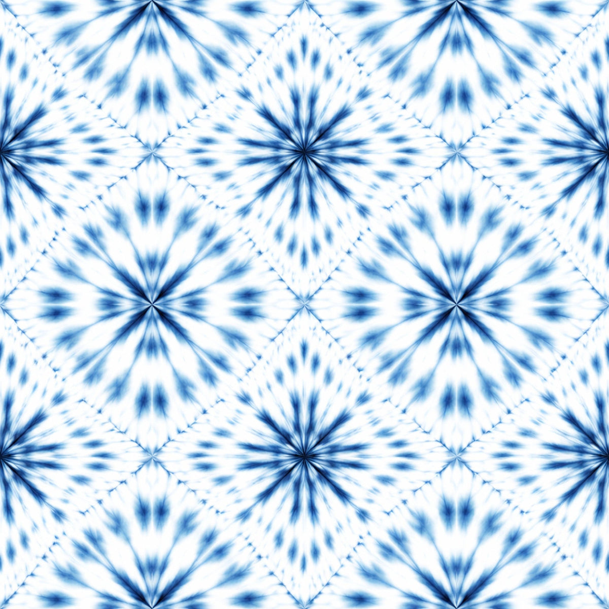 Cobalt Batik Blooms Pattern 3 Minky Fabric