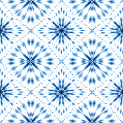 Cobalt Batik Blooms Pattern 3 Minky Fabric