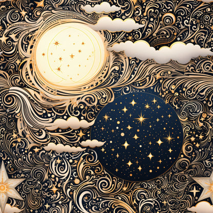 Gilded Nightfall Pattern 2 Minky Fabric