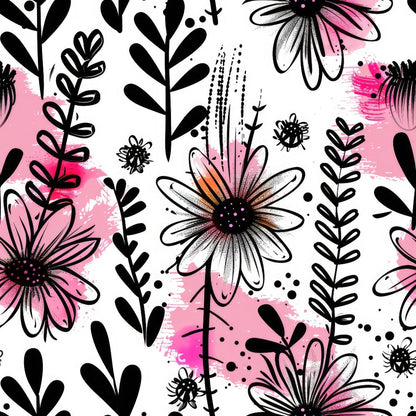 Brushstroke Blooms Pattern 5 Minky Fabric