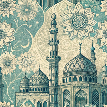 Islamic Blue Pattern 10 Minky Fabric