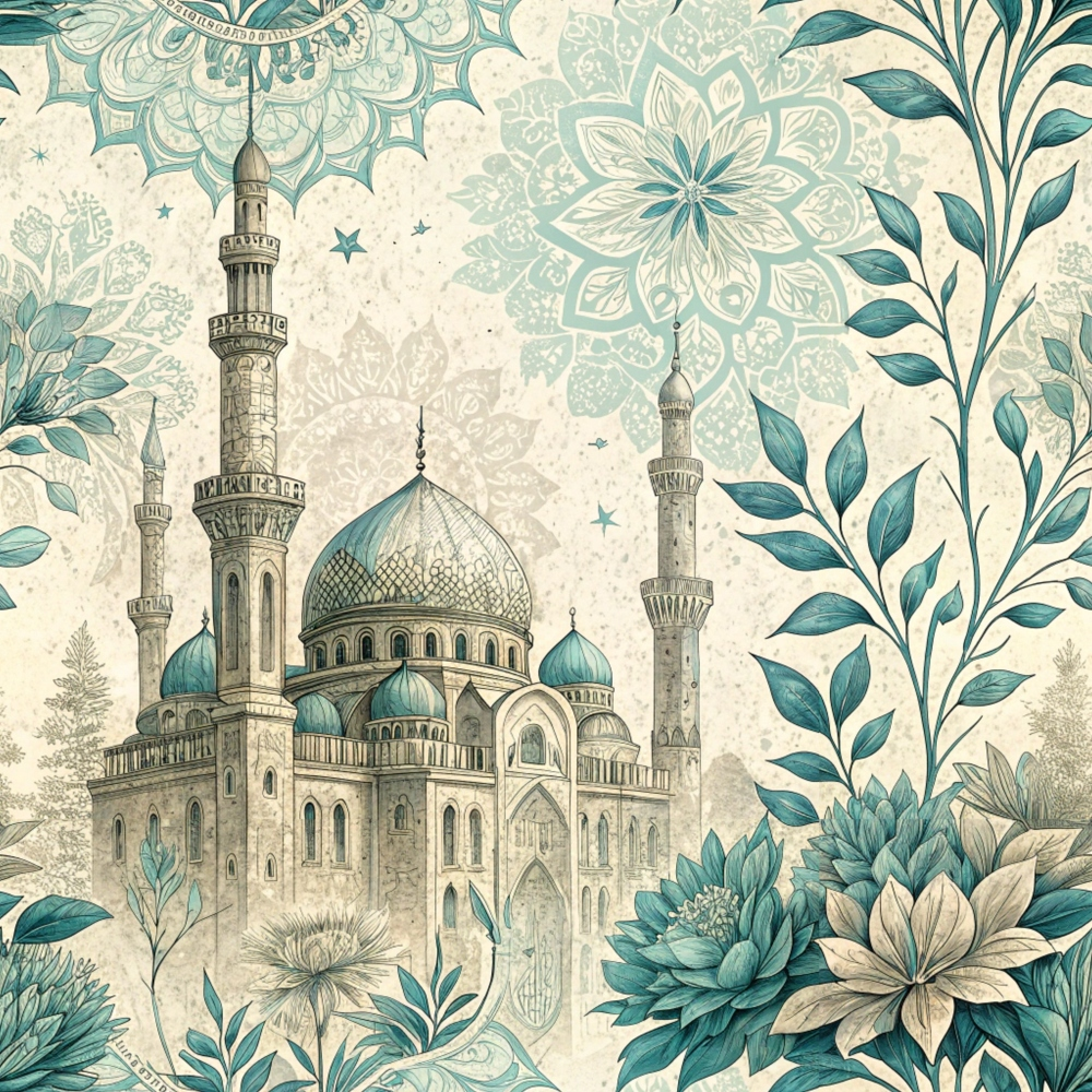 Islamic Blue Pattern 11 Minky Fabric