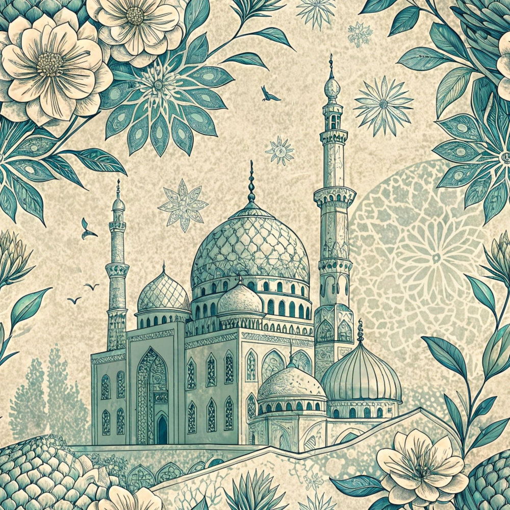 Islamic Blue Pattern 12 Minky Fabric