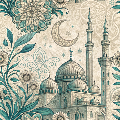 Islamic Blue Pattern 1 Minky Fabric