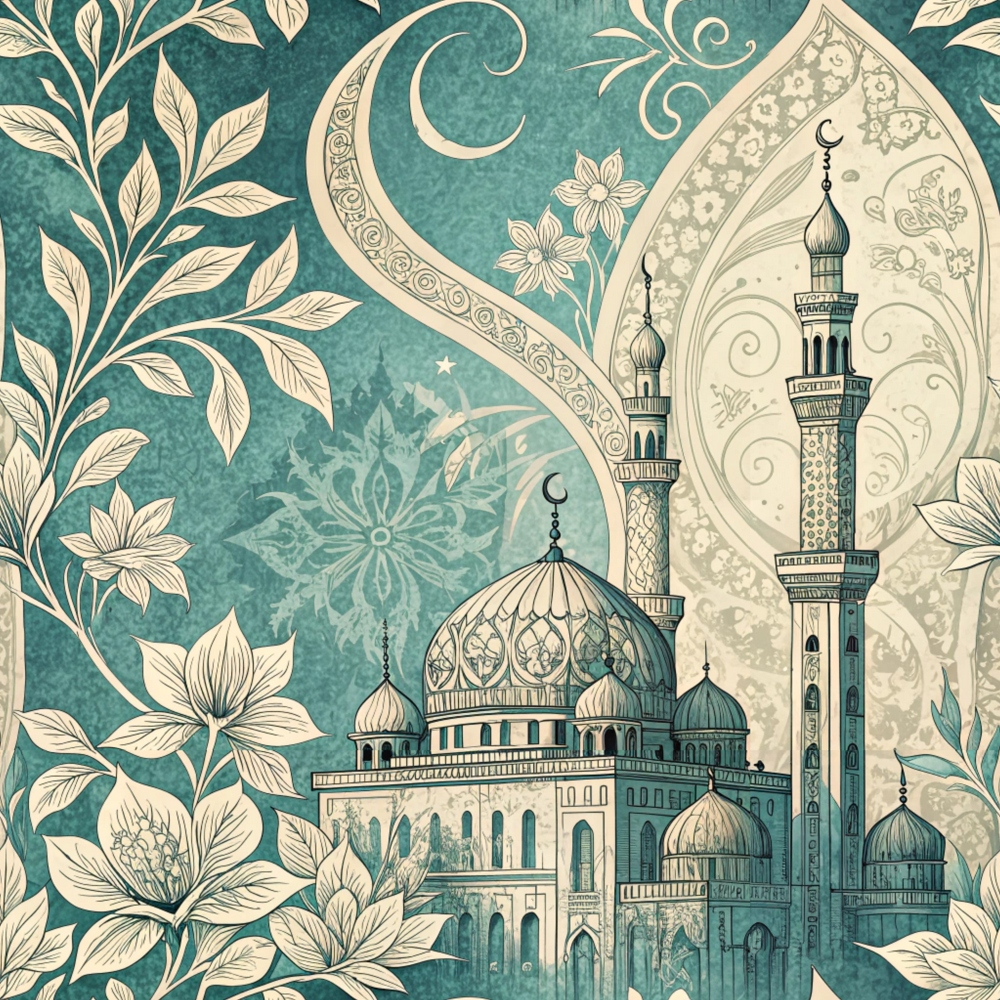 Islamic Blue Pattern 3 Minky Fabric