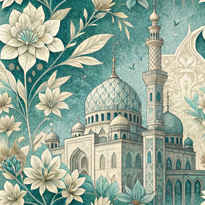 Islamic Blue Pattern 5 Minky Fabric