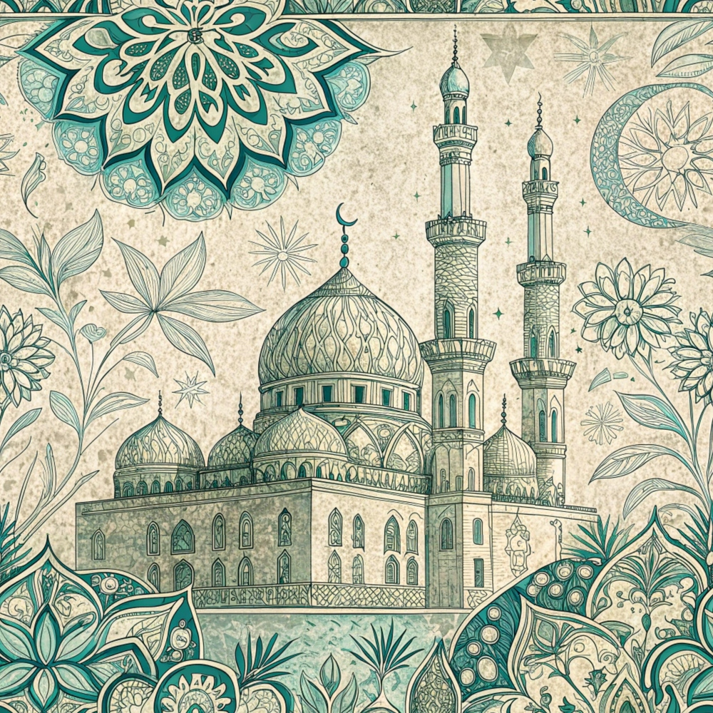 Islamic Blue Pattern 8 Minky Fabric