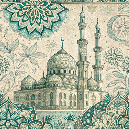 Islamic Blue Pattern 8 Minky Fabric