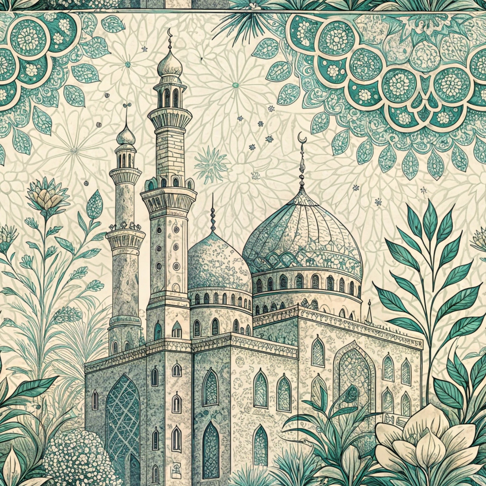Islamic Blue Pattern 9 Minky Fabric