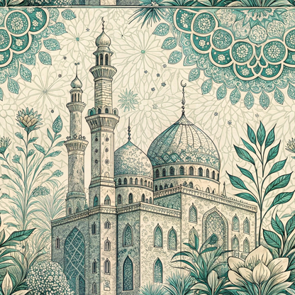 Islamic Blue Pattern 9 Minky Fabric