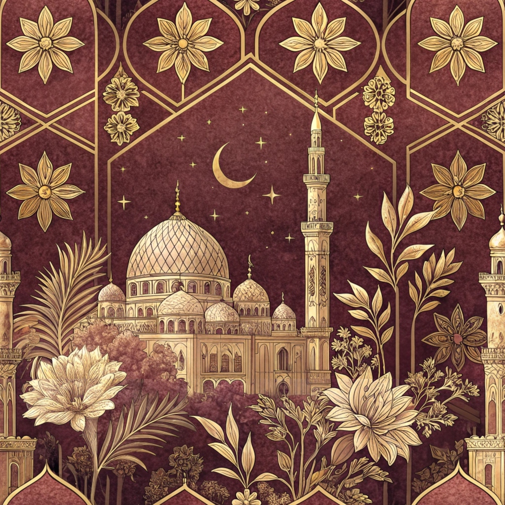 Islamic Red Pattern 10 Minky Fabric
