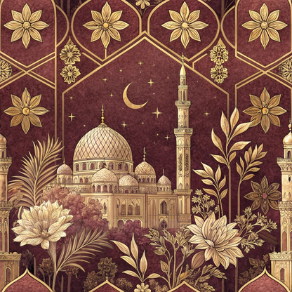 Islamic Red Pattern 10 Minky Fabric