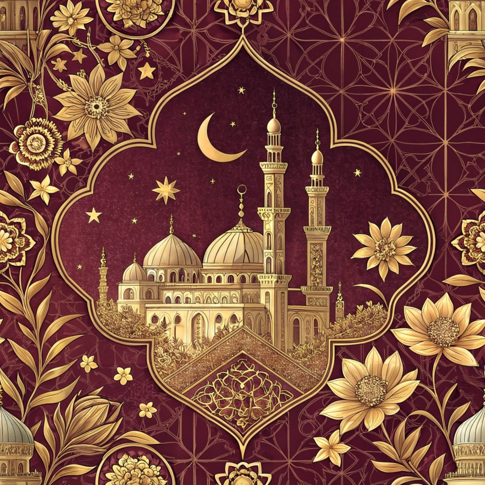 Islamic Red Pattern 11 Minky Fabric