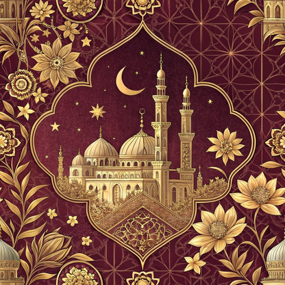 Islamic Red Pattern 11 Minky Fabric