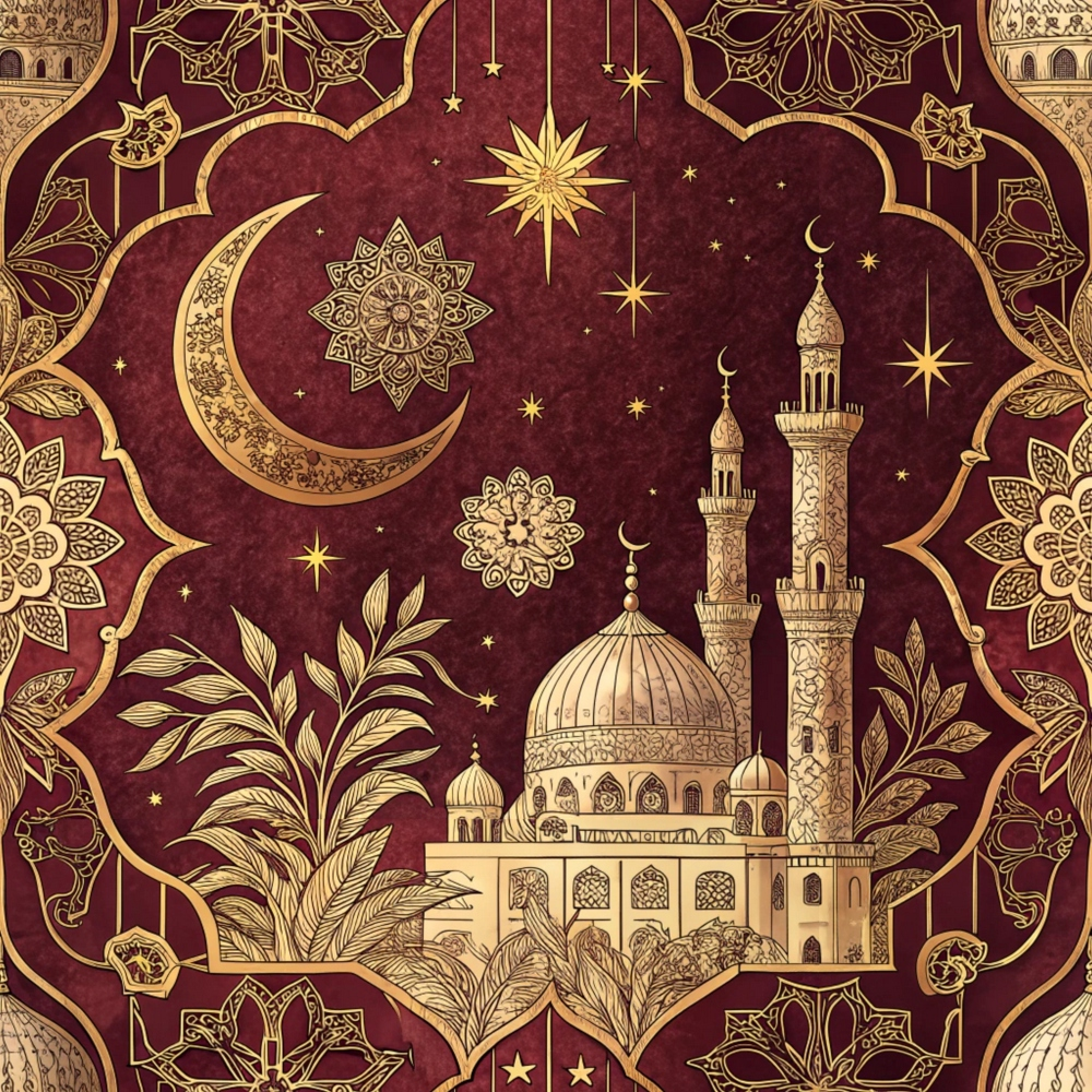 Islamic Red Pattern 12 Minky Fabric