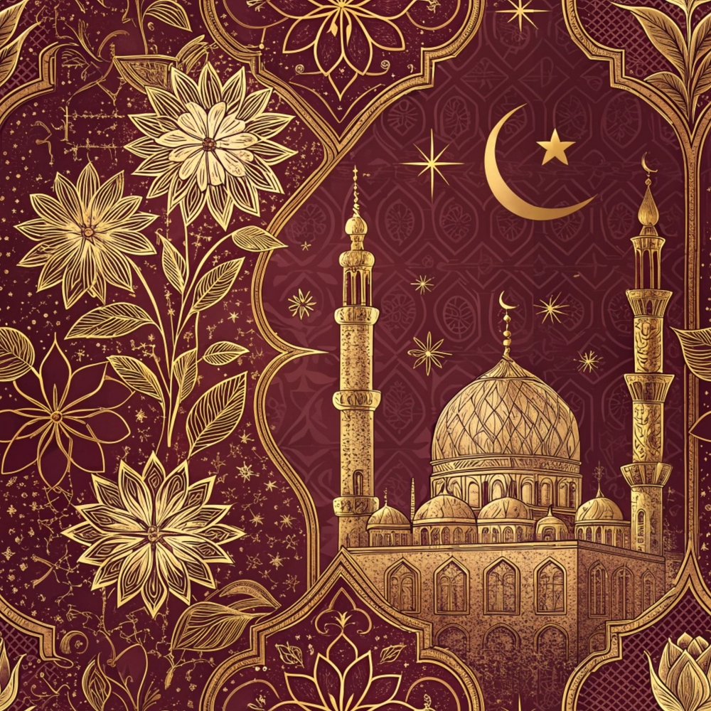 Islamic Red Pattern 1 Minky Fabric
