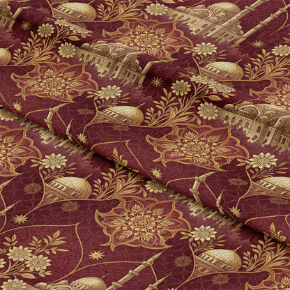 Islamic Red Pattern 2 Quilting Cotton Fabric