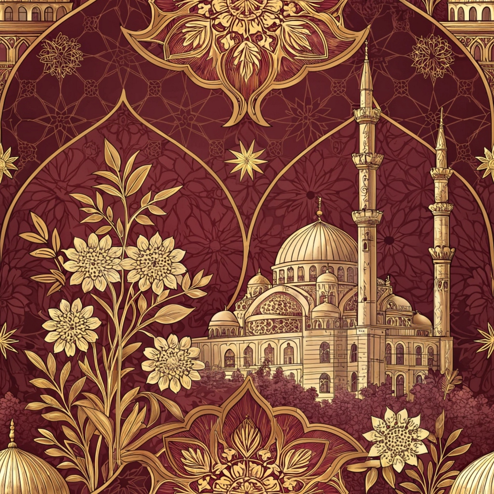 Islamic Red Pattern 2 Minky Fabric