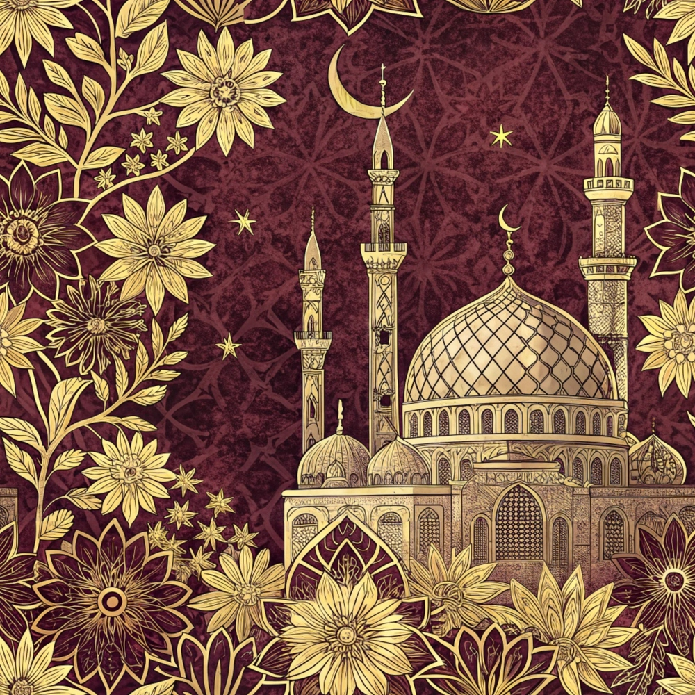 Islamic Red Pattern 3 Minky Fabric