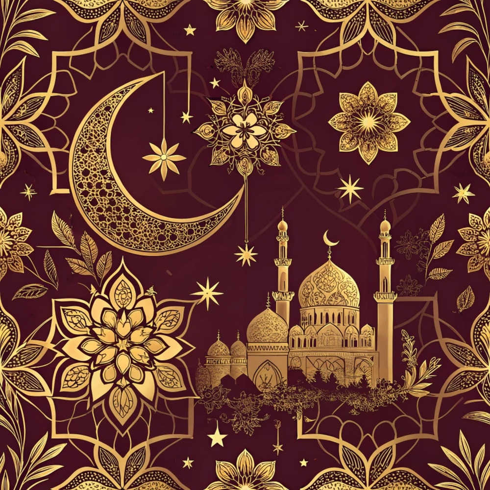 Islamic Red Pattern 4 Minky Fabric