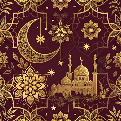Islamic Red Pattern 4 Minky Fabric
