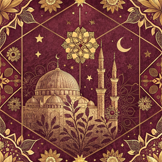 Islamic Red Pattern 5 Quilting Cotton Fabric